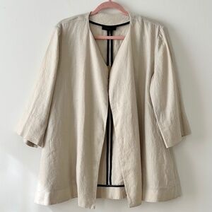 Donna Karan 100% Linen Beige Open Jacket